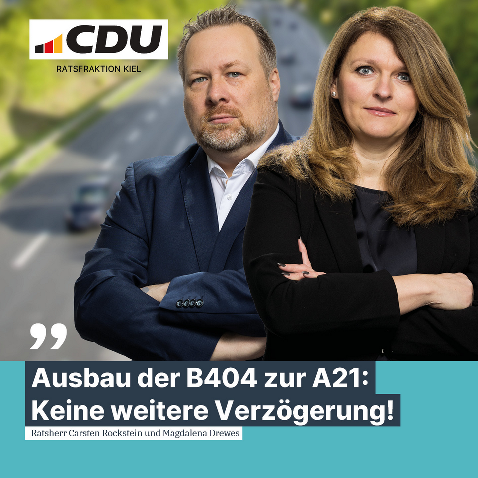 Ausbau der B404 zur A21: Keine weitere Verzögerung! Ratsleute Rockstein und Drewes verschränken die Arme.