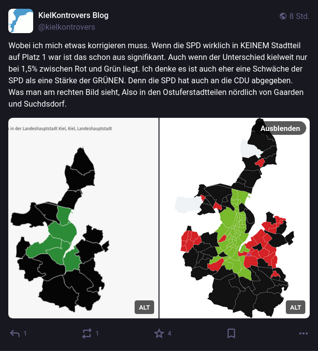 Mein Toot von Mastodon vom Wahlabend